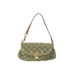 Louis Vuitton Pleaty Handbag One Shoulder Bag Green Brown Denim